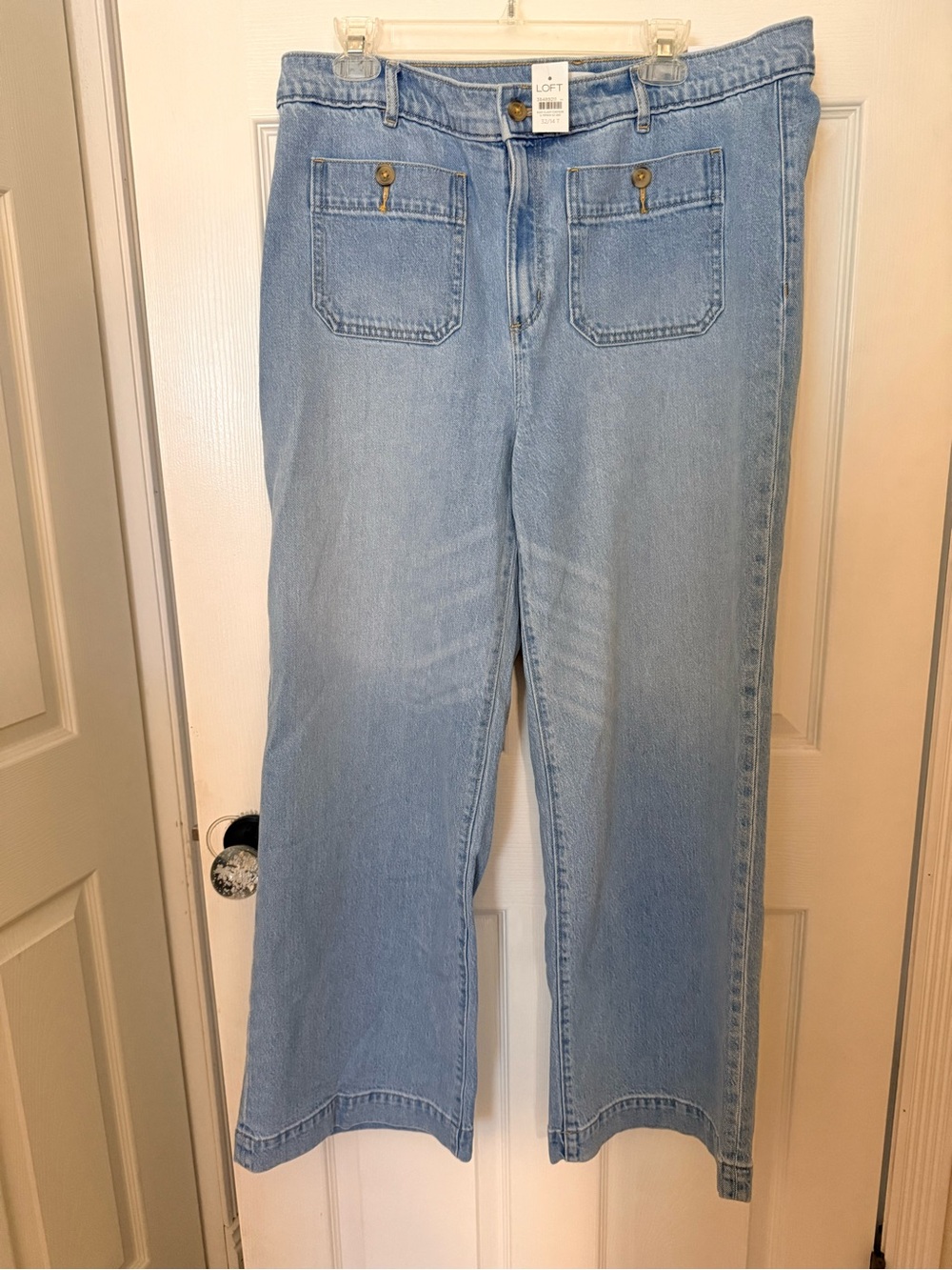LOFT Light Blue Wide-Leg Jeans with Front Patch Pockets